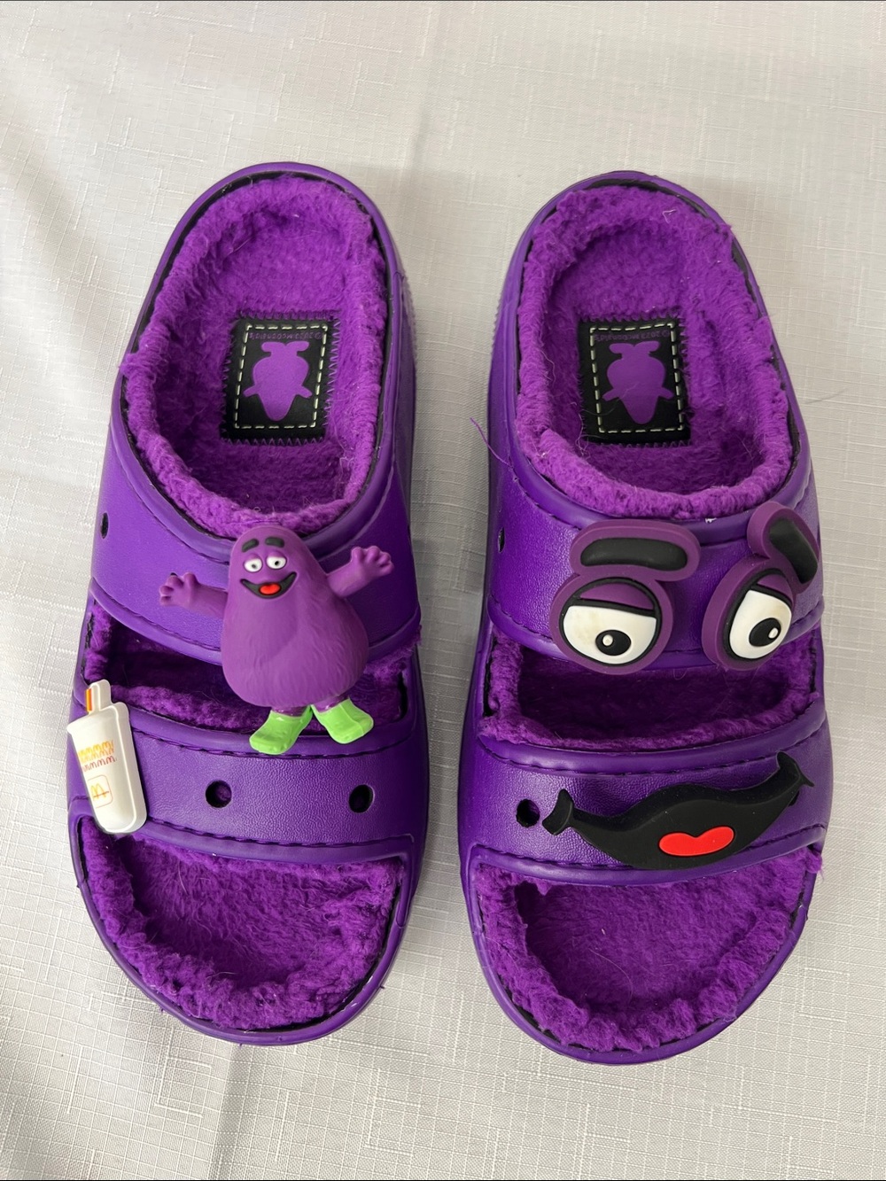 CROCS Kids/adukt Purple Grimace Slide Sandals with McDonalds Character Charms